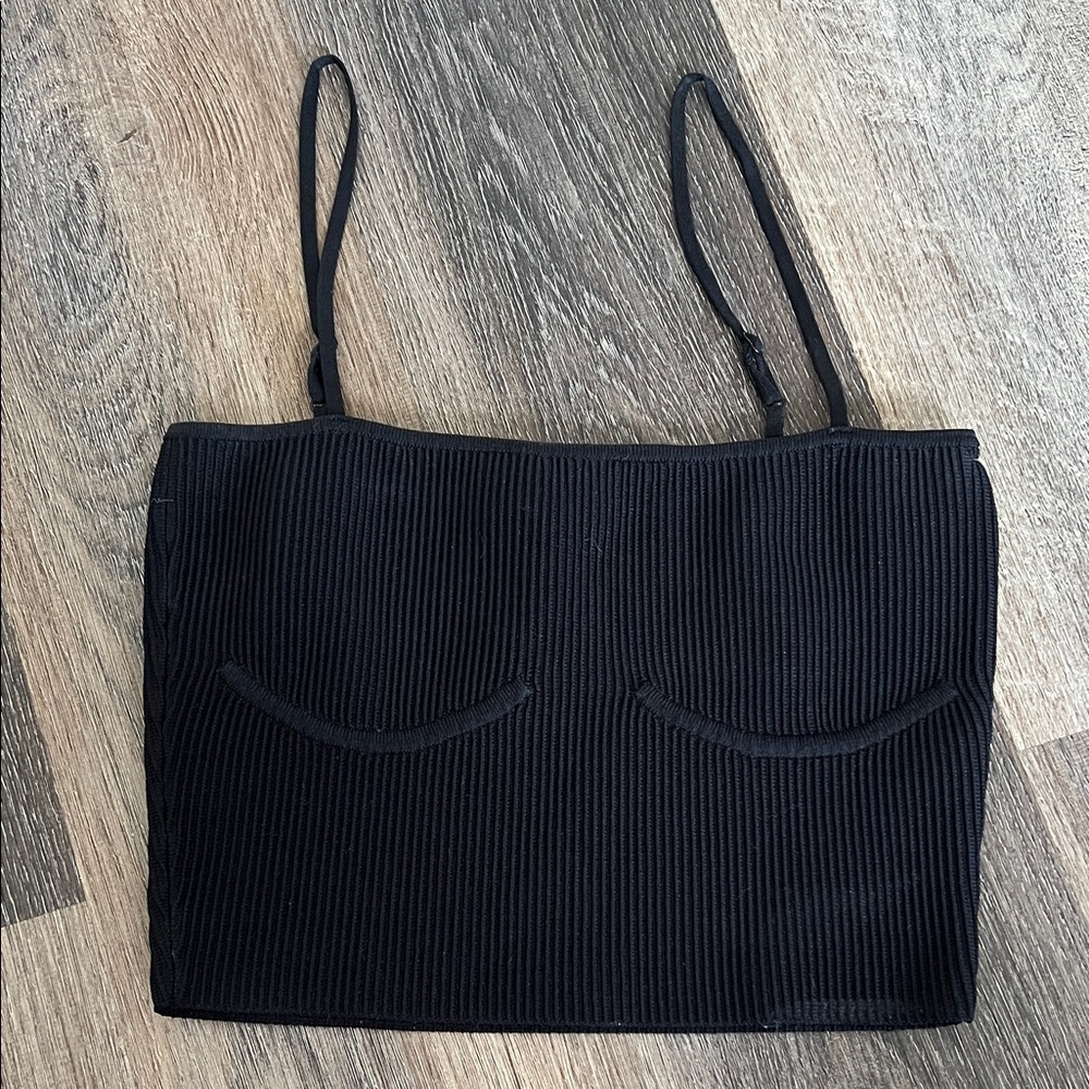 Babaton Black Ribbed Cropped Cami